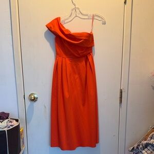 Topshop Vibrant Orange One-Shoulder Dress